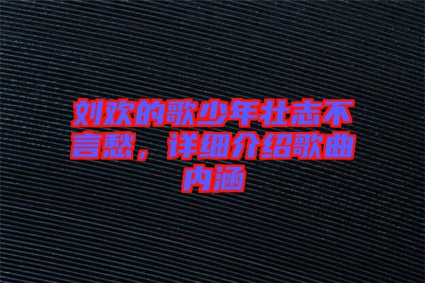 劉歡的歌少年壯志不言愁，詳細(xì)介紹歌曲內(nèi)涵