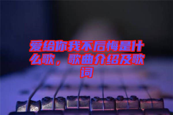 愛給你我不后悔是什么歌，歌曲介紹及歌詞