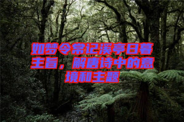 如夢令常記溪亭日暮主旨，解唐詩中的意境和主題