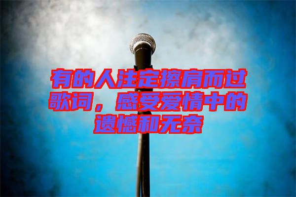 有的人注定擦肩而過(guò)歌詞，感受愛(ài)情中的遺憾和無(wú)奈