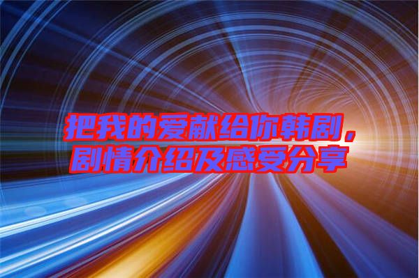 把我的愛獻給你韓劇，劇情介紹及感受分享