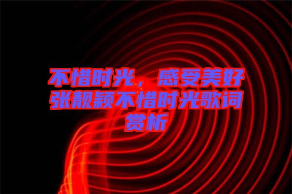 不惜時光，感受美好張靚穎不惜時光歌詞賞析