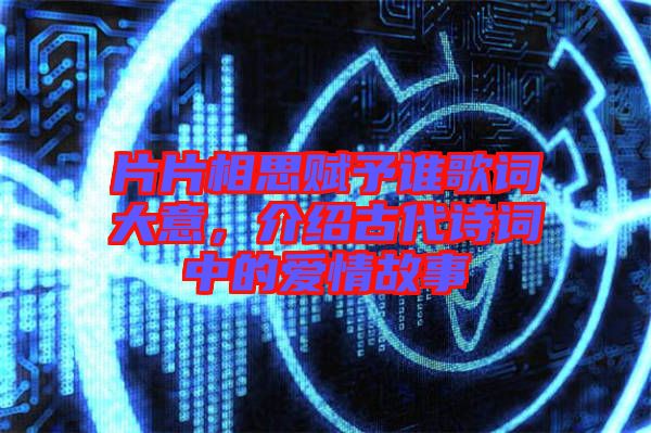 片片相思賦予誰歌詞大意，介紹古代詩詞中的愛情故事