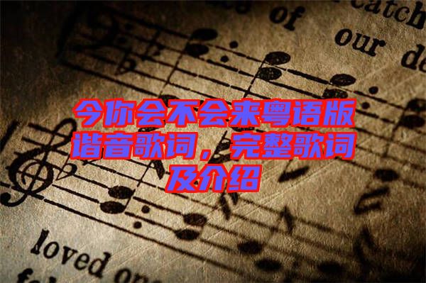 今你會(huì)不會(huì)來粵語版諧音歌詞，完整歌詞及介紹
