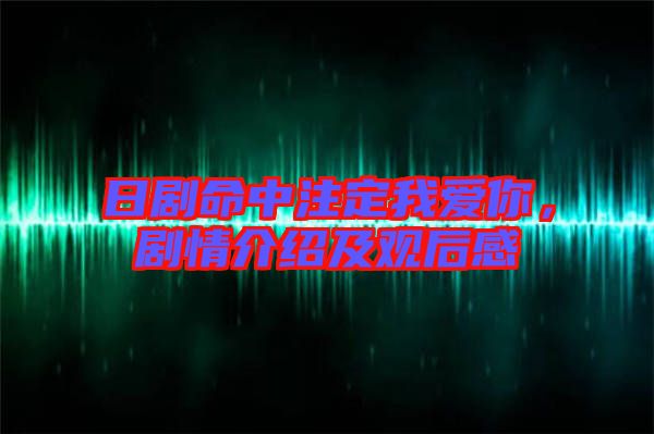 日劇命中注定我愛(ài)你，劇情介紹及觀后感