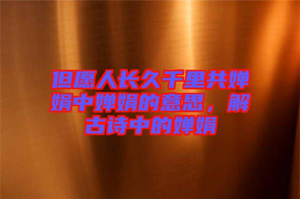 但愿人長久千里共嬋娟中嬋娟的意思，解古詩中的嬋娟