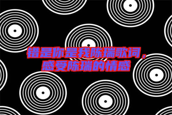 錯是你是我陳瑞歌詞，感受陳瑞的情感