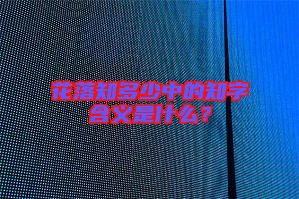 花落知多少中的知字含義是什么？