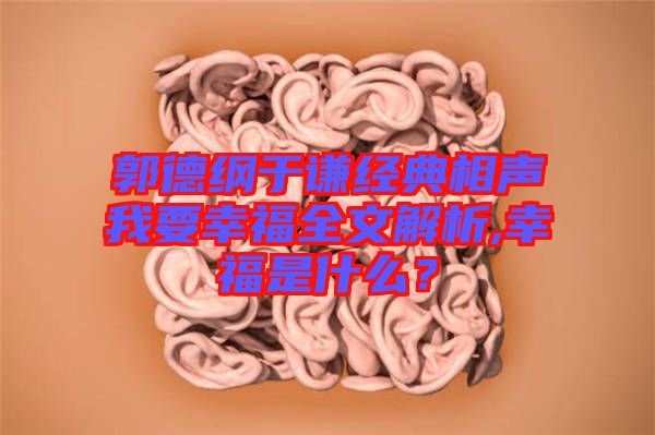 郭德綱于謙經典相聲我要幸福全文解析,幸福是什么？
