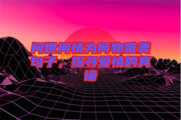 問世間情為何物唯美句子，探尋愛情的真諦