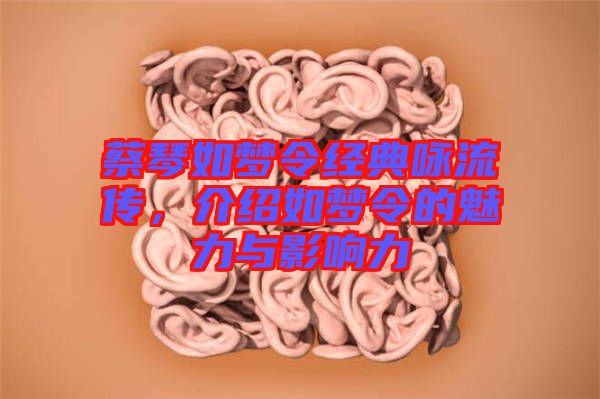 蔡琴如夢令經(jīng)典詠流傳，介紹如夢令的魅力與影響力