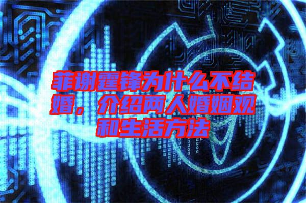 菲謝霆鋒為什么不結(jié)婚，介紹兩人婚姻觀和生活方法