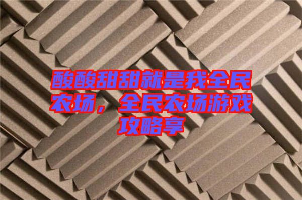 酸酸甜甜就是我全民農(nóng)場，全民農(nóng)場游戲攻略享