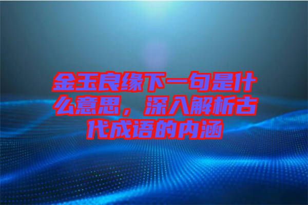金玉良緣下一句是什么意思，深入解析古代成語的內(nèi)涵