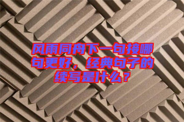 風雨同舟下一句接哪句更好，經(jīng)典句子的續(xù)寫是什么？