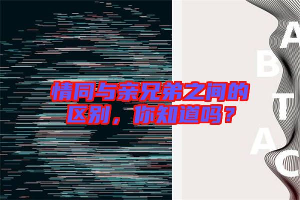 情同與親兄弟之間的區(qū)別，你知道嗎？