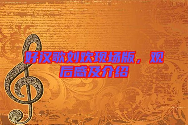 好漢歌劉歡現(xiàn)場(chǎng)版，觀后感及介紹