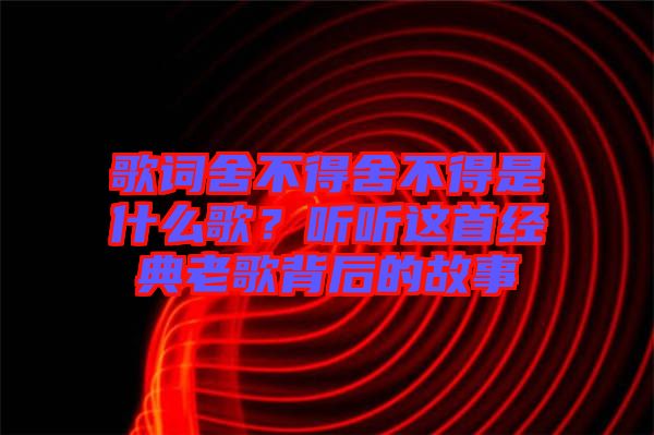 歌詞舍不得舍不得是什么歌？聽聽這首經(jīng)典老歌背后的故事