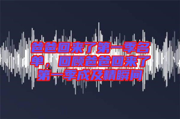 爸爸回來(lái)了第一季名單，回顧爸爸回來(lái)了第一季成及精瞬間