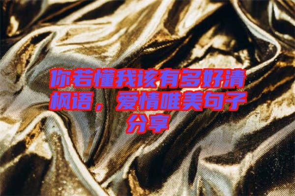 你若懂我該有多好清楓語，愛情唯美句子分享