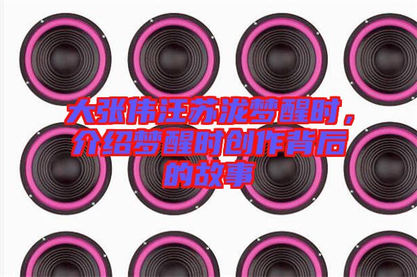 大張偉汪蘇瀧夢醒時(shí)，介紹夢醒時(shí)創(chuàng)作背后的故事