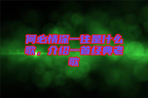 何必情深一往是什么歌，介紹一首經(jīng)典老歌