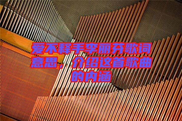 愛(ài)不釋手李麗芬歌詞意思，介紹這首歌曲的內(nèi)涵