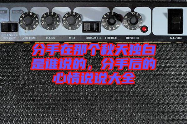 分手在那個(gè)秋天獨(dú)白是誰(shuí)說(shuō)的，分手后的心情說(shuō)說(shuō)大全