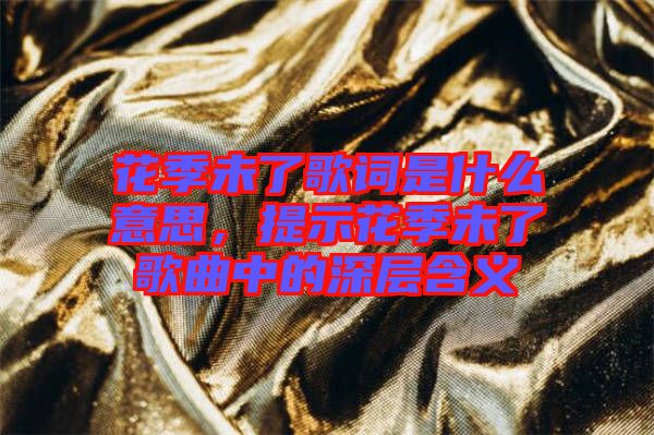 花季未了歌詞是什么意思，提示花季未了歌曲中的深層含義