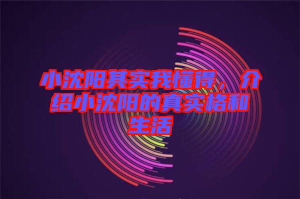 小沈陽(yáng)其實(shí)我懂得，介紹小沈陽(yáng)的真實(shí)格和生活