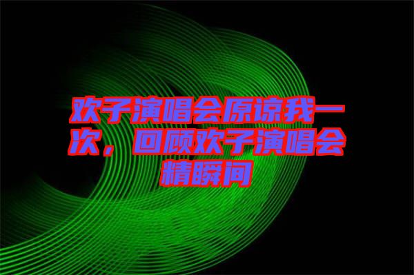 歡子演唱會原諒我一次，回顧歡子演唱會精瞬間