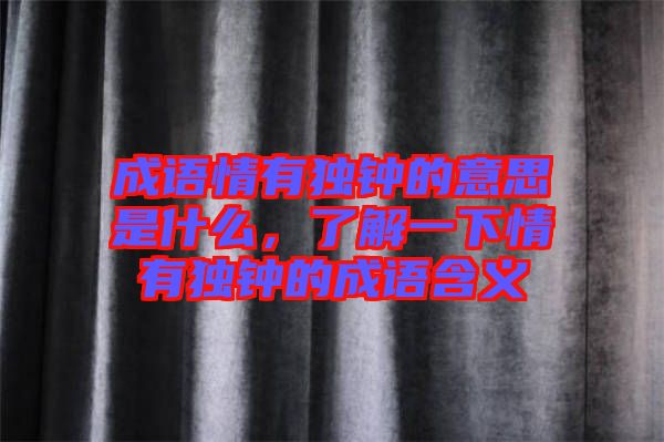 成語情有獨鐘的意思是什么，了解一下情有獨鐘的成語含義