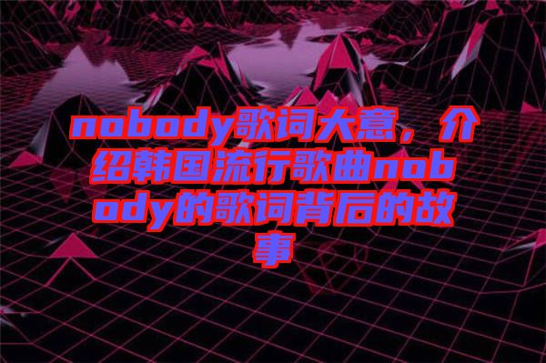 nobody歌詞大意，介紹韓國(guó)流行歌曲nobody的歌詞背后的故事