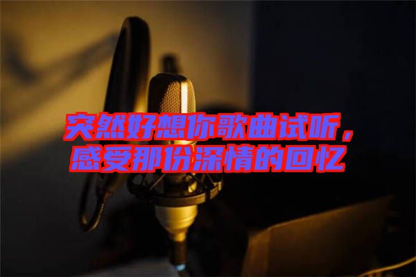 突然好想你歌曲試聽，感受那份深情的回憶