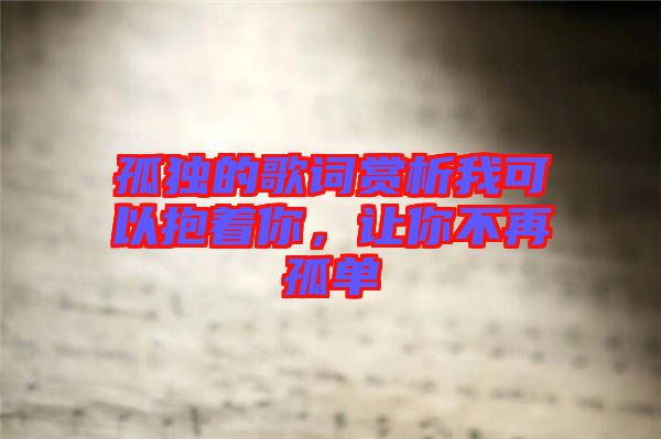 孤獨的歌詞賞析我可以抱著你，讓你不再孤單