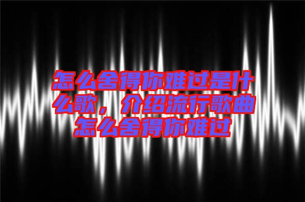 怎么舍得你難過是什么歌，介紹流行歌曲怎么舍得你難過
