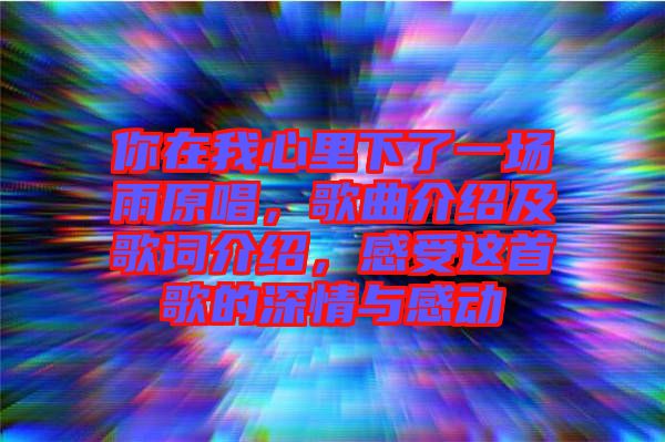 你在我心里下了一場雨原唱，歌曲介紹及歌詞介紹，感受這首歌的深情與感動