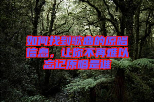 如何找到歌曲的原唱信息，讓你不再難以忘記原唱是誰(shuí)