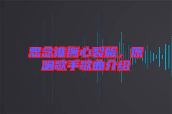 思念誰撕心裂版，原唱歌手歌曲介紹
