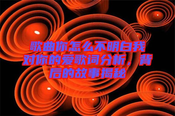 歌曲你怎么不明白我對你的愛歌詞分析，背后的故事揭秘