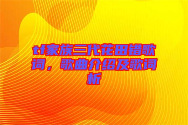 tf家族三代花田錯歌詞，歌曲介紹及歌詞析