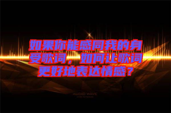 如果你能感同我的身受歌詞，如何讓歌詞更好地表達(dá)情感？