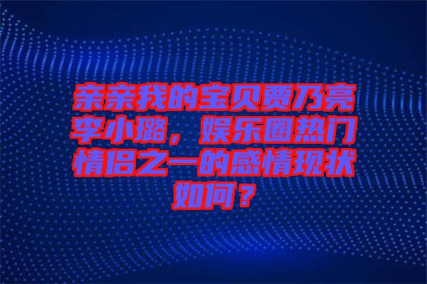 親親我的寶貝賈乃亮李小璐，娛樂圈熱門情侶之一的感情現(xiàn)狀如何？