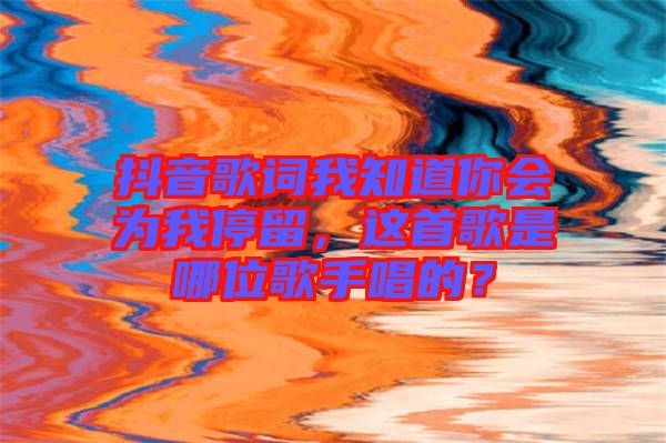 抖音歌詞我知道你會(huì)為我停留，這首歌是哪位歌手唱的？
