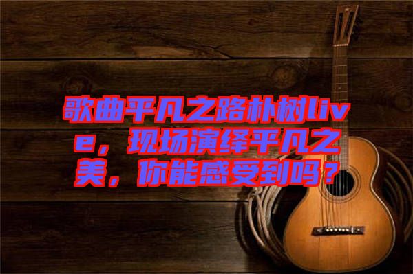 歌曲平凡之路樸樹live，現(xiàn)場演繹平凡之美，你能感受到嗎？