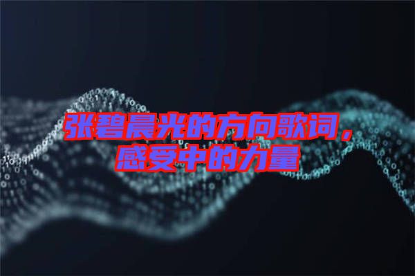 張碧晨光的方向歌詞，感受中的力量