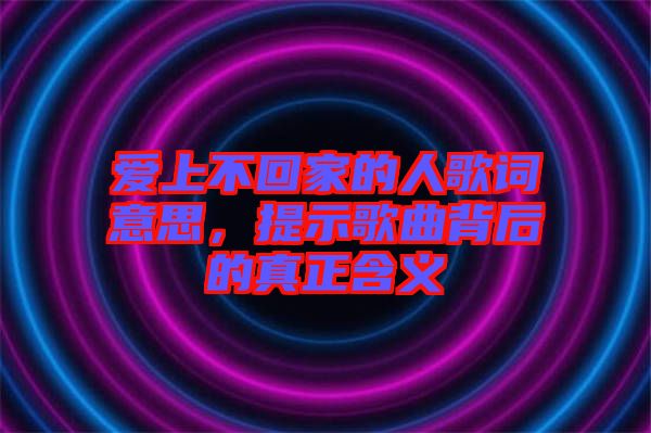 愛上不回家的人歌詞意思，提示歌曲背后的真正含義