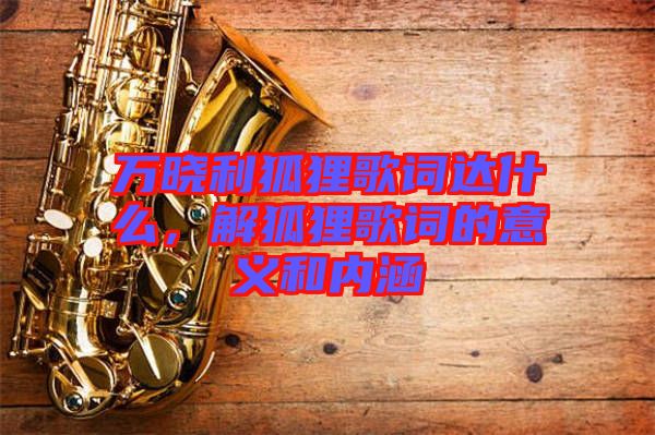 萬曉利狐貍歌詞達什么，解狐貍歌詞的意義和內(nèi)涵