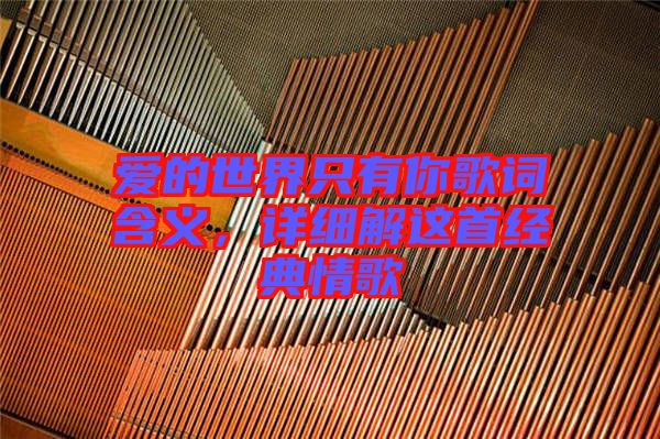 愛的世界只有你歌詞含義，詳細解這首經典情歌