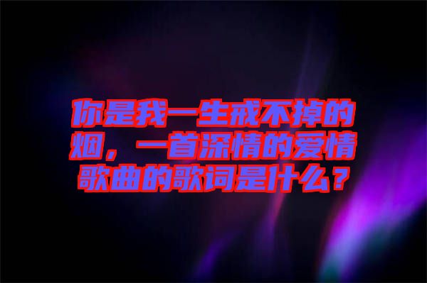 你是我一生戒不掉的煙，一首深情的愛情歌曲的歌詞是什么？